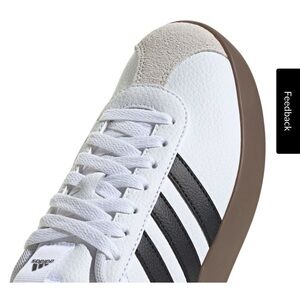Adidas White Sneakers with Black Stripes
